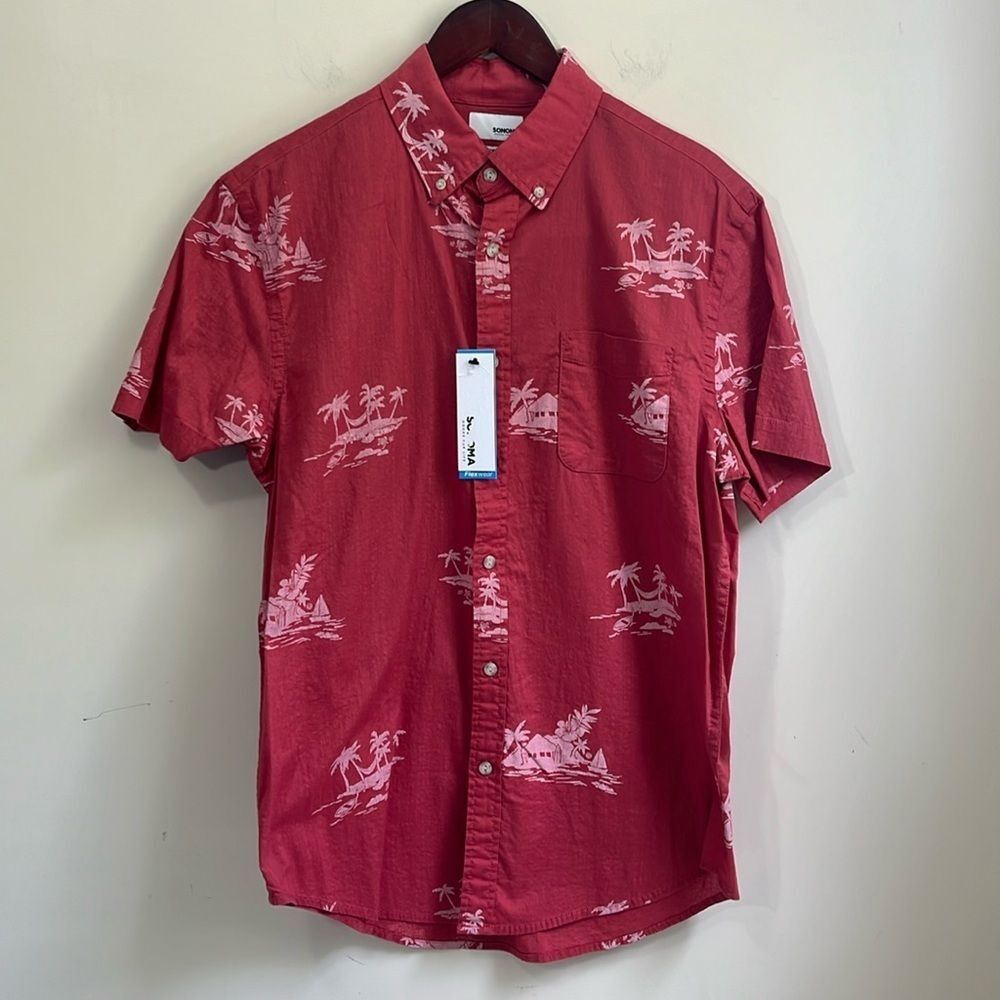 Sonoma Men’s Flexwear Short Sleeve Button Down Shirt Size Medium